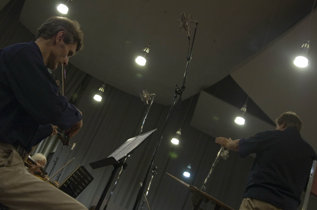 In NRCU Big Concert Recording Studio, the working moment of the  while recording