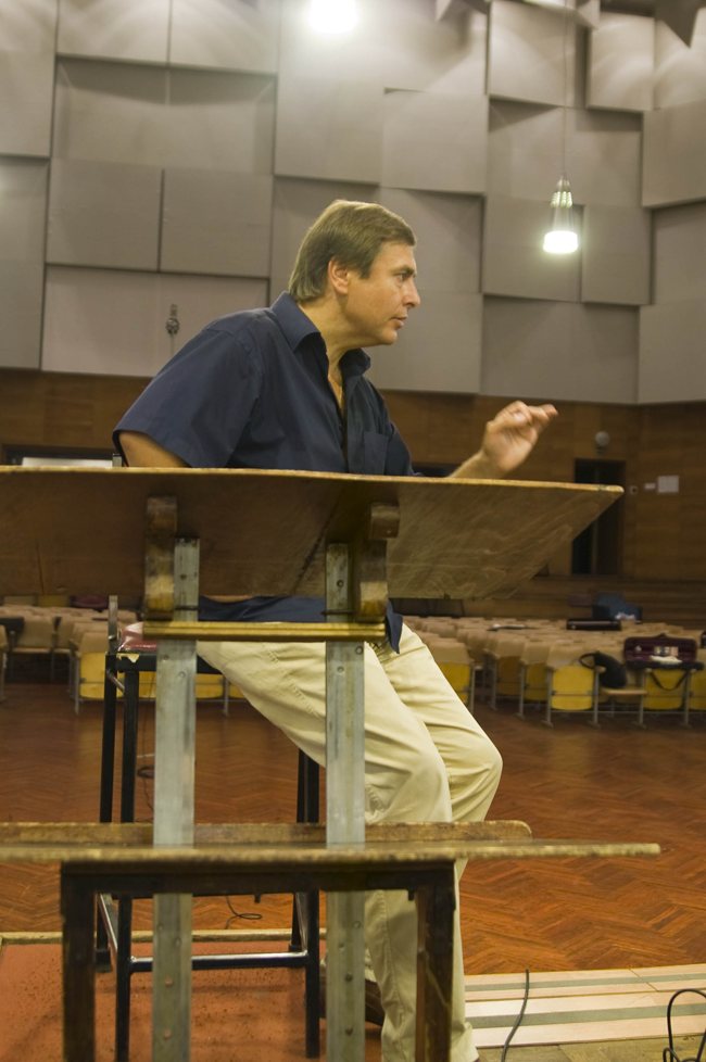 Vladimir Sheiko. In NRCU Big Concert Recording Studio, the working moment of the while recording